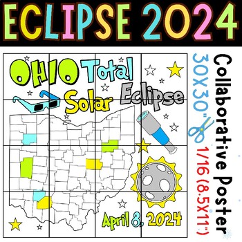 Preview of solar eclipse 2024 Coloring the Eclipse in Ohio! Collaborative Poster Craft