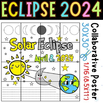 Preview of 2024 Eclipse Color & Compose! Collaborative Poster & Writing Activity Grades 3-5