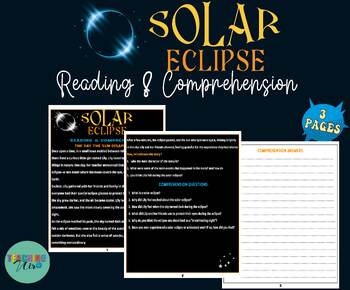 Preview of solar eclipse 2024 StoryTelling reading Passage & comprehension Questions