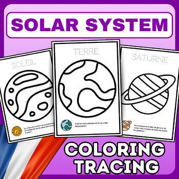 Preview of solar system(Système Solaire) | Planet coloring and tracing -Worksheets-French