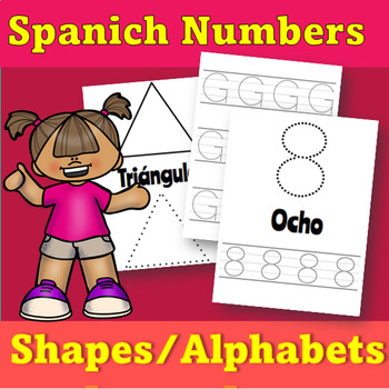 Preview of Spanich Number Shapes And Alphabets Tracing Workbook