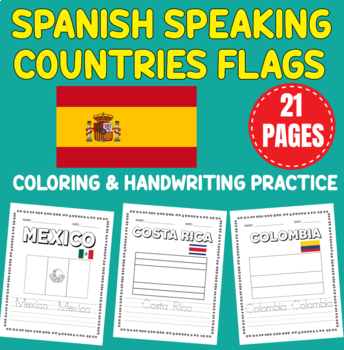 Preview of Spanish speaking countries - Coloring Pages & Handwriting Practice / Hispanic
