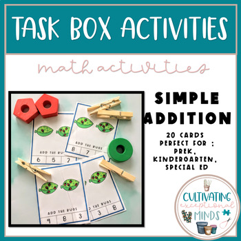 Preview of special education math Simple Addition Task Box Task Boxes for special education