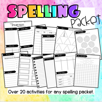 spelling packet for any spelling list by My Days Between Summers