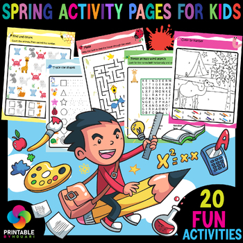 Preview of spring-summer activity pages for kids, make your kids happy with this fun gift