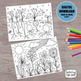 spring theme coloring pages, vegetable garden, flower gard