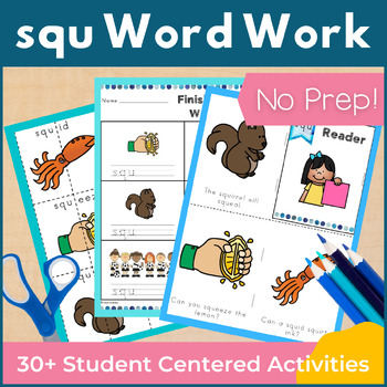 Preview of squ Word Family Word Work and Activities - Three Letter Blends Word Work