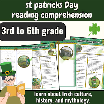 Preview of st patricks Day reading comprehension passages  with questions 3rd to 6th grade