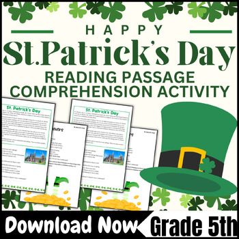 Preview of 2024 st patricks day writing - 5th Grade Reading Passage Comprehension Activity