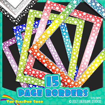 Preview of Star page borders|Page Frames, Colorful/Black & white, Transparent, Printable