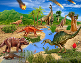 stegosaurus, allosaur, cacops, carnotaurus, diplodocus, tr