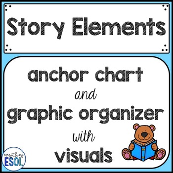Preview of story elements with visuals anchor chart and graphic organizer