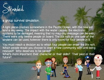 Preview of stranded - a group survival simulation.  Social Studies CCSS