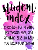 student index checklist