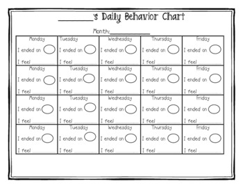 student's daily behavior chart (for color coded discipline charts)
