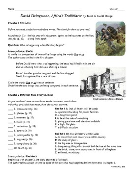 Preview of study guide for David Livingstone by Janet & Geoff Benge