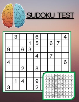 Preview of sudoku test worksheet for students, digital games,4 medium level sudoku