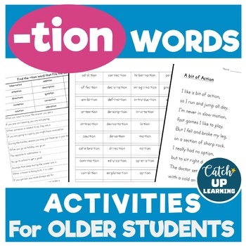 Preview of Words ending in -TION Spelling for Older Students ELL’s Struggling Readers