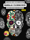 sugar skull template coloring pages with coloured pattern 