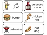Printable Summer Barbecue Preschool Picture Word Flash Cards.