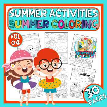 Preview of summer actvities - summer coloring sheets - summer coloring pages- for kids v-04