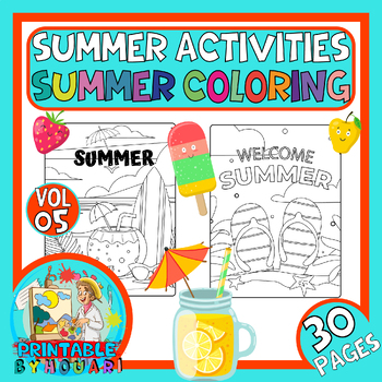 Preview of summer actvities - summer coloring sheets - summer coloring pages- for kids v-05