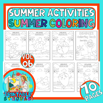 Preview of summer actvities - summer coloring sheets - summer coloring pages- for kids v-06