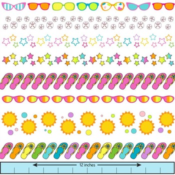 summer clip art borders with sunglasses, flip flops ...