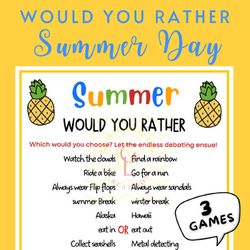 Preview of summer end of year Would You Rather speech therapy Activities middle high school