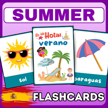 Preview of summer flashcards Vocabulary - Spanish - End of The Year Activities