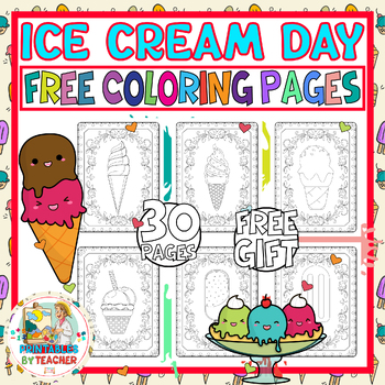 Preview of summer-back to school - ice cream day activities -free coloring pages- freebie