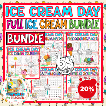 Preview of summer back to school - ice cream activities -full activity bundle for kids