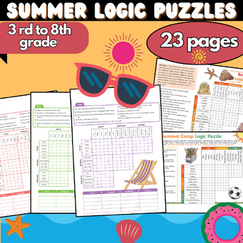 Preview of summer logic puzzles,End of Year Activities for Critical Thinking,Math Worksheet