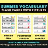 summer vocabulary flashcards w/ pictures | Portuguese & Sp