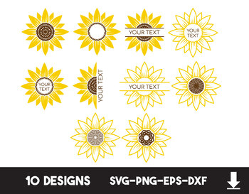 Sunflower Svg Sunflower Monogram Svg Half Sunflower Svg Sunflower Svg Files Sunf