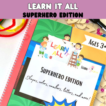Preview of Preschool super hero theme | Math & ELA worksheets | Independent packet
