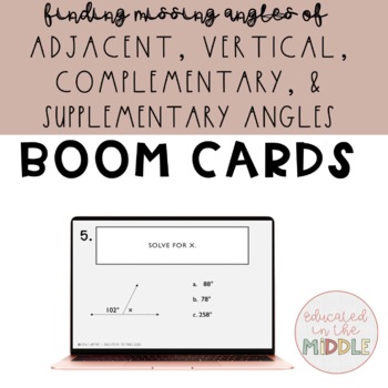 Preview of supplementary, complementary, vertical and adjacent angles boom cards