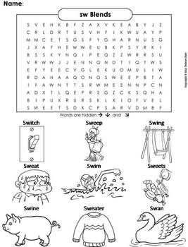 sw blends word search worksheet
