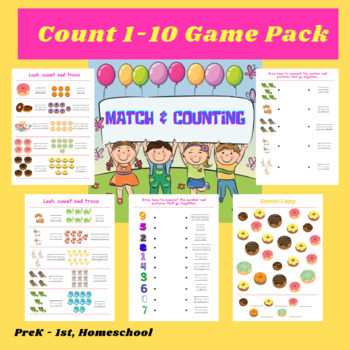 Preview of sweets Count 1-10 Game Pack for PreK - 1st, Homeschool