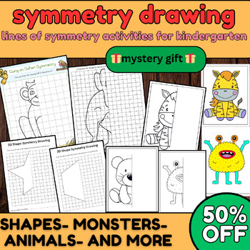 Preview of symmetry drawing,symmetry art,lines of symmetry activities -kindergarten Monster
