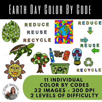 Preview of Color By Code Earth Day Clip Art (Personal and Commercial)