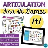 t Articulation Game: /t/ Find It Speech Therapy Activities