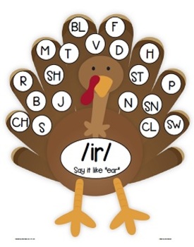 Preview of tURkey wORds - vocalic R Articulation activity- Thanksgiving/Fall Speech therapy