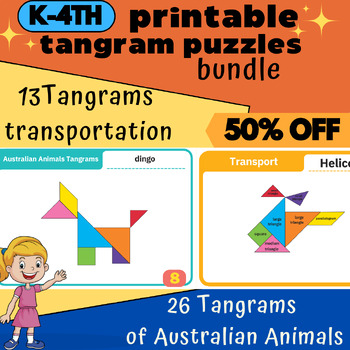 Preview of tangram puzzles,printable tangrams,pattern block puzzles,animals & transportat