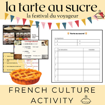 Preview of tarte au sucre - festival du voyageur activity
