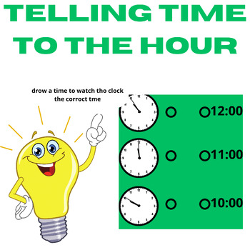 Preview of telling time to the hour anchor chart