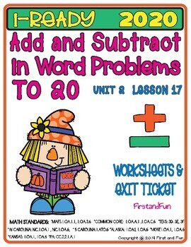 Preview of ADD AND SUBTRACT WORD PROBLEMS TO 20 i READY MATH COMMON CORE  MAFS