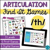 th Articulation Game: /th/ Find It Speech Therapy Activiti
