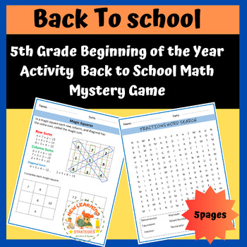 Preview of 5th Grade Beginning of the Year Activity - Back to School Math Mystery Game