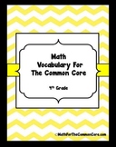 4th Grade Math Vocabulary Word Wall with White Background